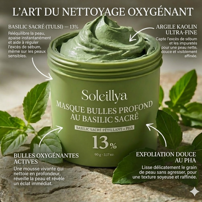 Soleillya™  Masque Bulles Profondes au Basilic Sacré